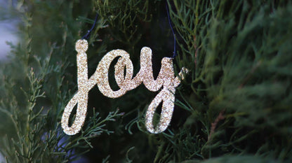 JX6309 | golden glitter tin Joy Ornament