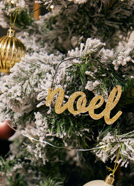 JX6310 | christmas decorations golden glitter tin Noel Ornament | 14x5cm