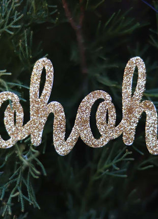 JX6311 |christmas decorations  golden glitter tin Hohoho Ornament | 14x5cm