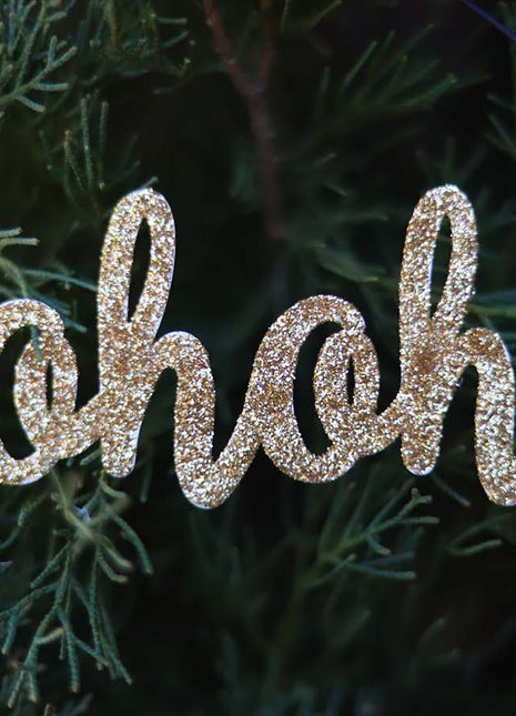 JX6311 |christmas decorations  golden glitter tin Hohoho Ornament | 14x5cm