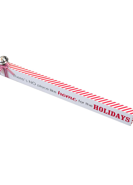 JX6315 |christmas decorations  Wooden Christmas tabletop signs with bell and  candy cane strip bows Home Holidays  40x1.8x7CM