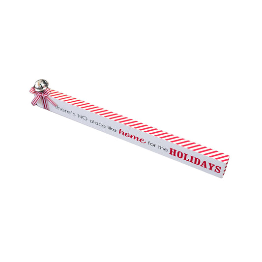 JX6315 | Wooden Christmas tabletop signs with bell and  candy cane strip bows Home Holidays  40x1.8x7CM