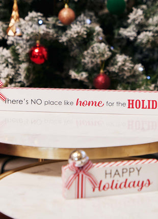 JX6315 |christmas decorations  Wooden Christmas tabletop signs with bell and  candy cane strip bows Home Holidays  40x1.8x7CM