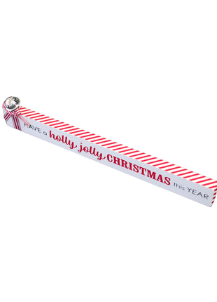 JX6316 | christmas decorations Wooden Christmas tabletop signs with bell and candy cane strip bows Holly Jolly| 40x1.8x7CM