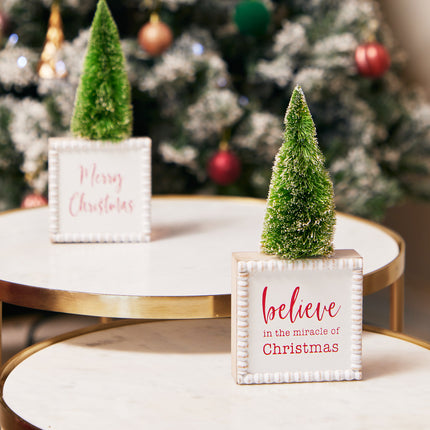 BELIEVE-TABLETOP FIGURINE WITH CHRISTMAS TREE