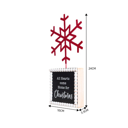 TABLETOP FIGURINE WITH TIN SNOWFLAK-ALL HEARS COME HOME FOR CHRISTMAS