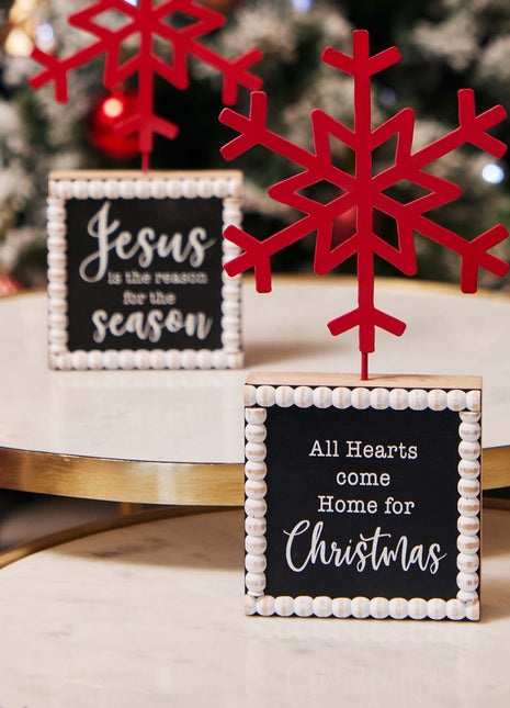 JX6326 | Christmas Decorations Bulk Sale All hears come home for Chrtistmas Home for Christmas Snowflake Tabletop Sign | 10x3.5x24cm