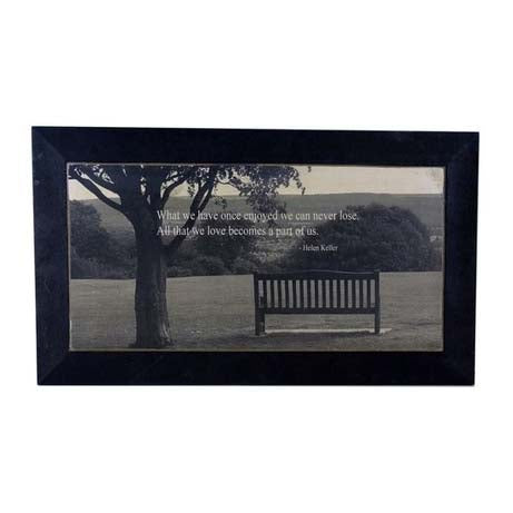 KK1411 - Wall blk/wh Tree & bench plaque | 48 x 27cm