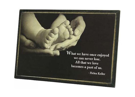 Quote Desk Plaque  What We Love Becomes Part of Us