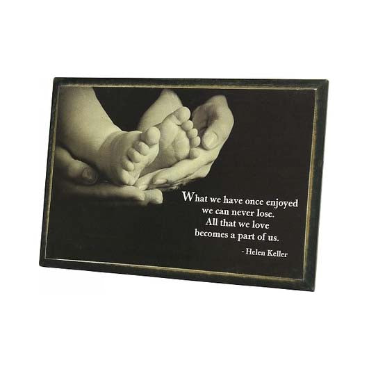 Quote Desk Plaque  What We Love Becomes Part of Us