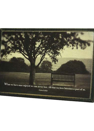 KK1573 - Desk blk/wh Tree & bench plaque| 24x16cm
