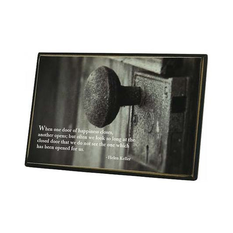 KK1763 - Desk blk/wh Door closes.... plaque | 24x16cm