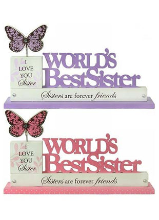 KK2302-Sis - Butterfly World's best Sister Table Top | 28x19cm