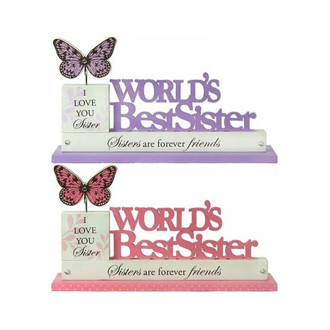 KK2302-Sis - Butterfly World's best Sister Table Top | 28x19cm
