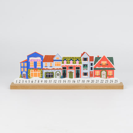 Wooden Christmas House Advent Calendar With Movable Markers