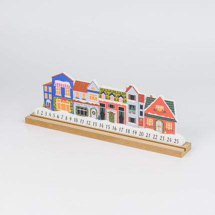 Wooden Christmas House Advent Calendar With Movable Markers