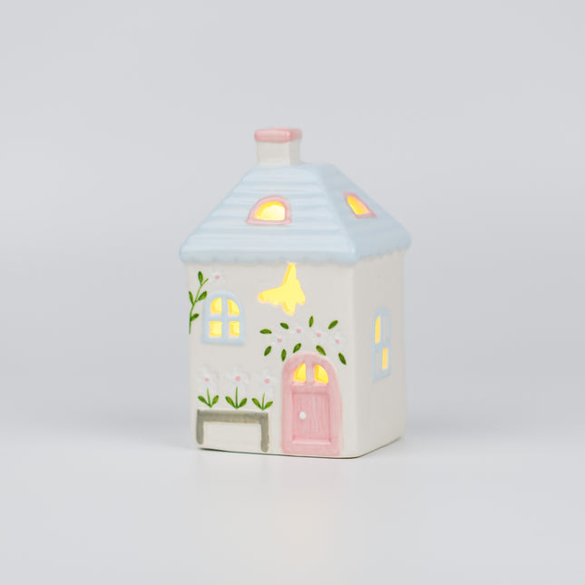 Ceramic Christmas Village House, Blue