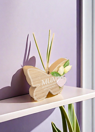 Small Flower Vase Glass Diffuser Bottle - Sentimental Gift, Elegant Home Decor Butterfly Shaped Desktop Ornament for Mother’s Day Birthday Gift