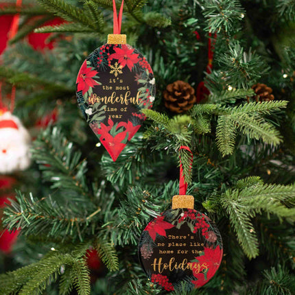 FLORAL CHRISTMAS HANGING ORNAMENT 2 Asst