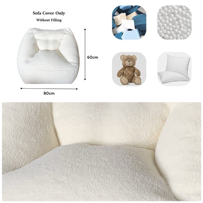 CB050| White Sherpa Fleece Single Bean Bag Sofa Chair Cover