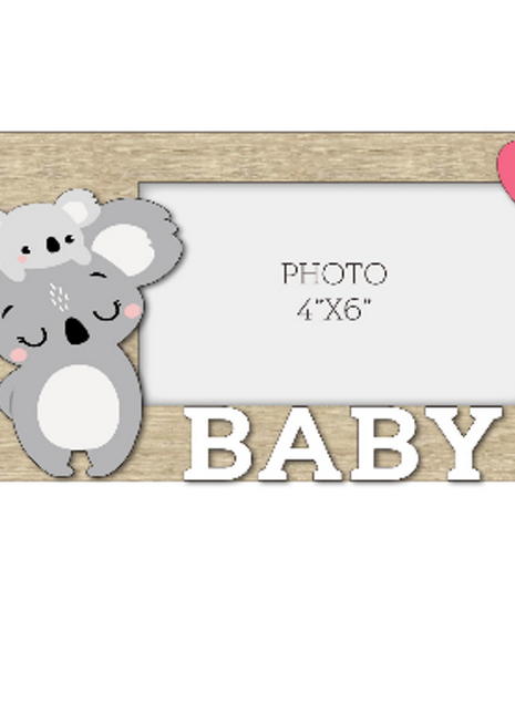 A charming wooden baby photo frame featuring an adorable koala design, perfect for displaying cherished baby photos. This whimsical frame is an ideal home decor piece for any nursery or living room, making it a thoughtful gift for new parents or families with babies. This baby photo frame makes a wonderful gift for baby showers or any special occasion, combining functionality and cute design to celebrate the arrival of a new baby. 1
