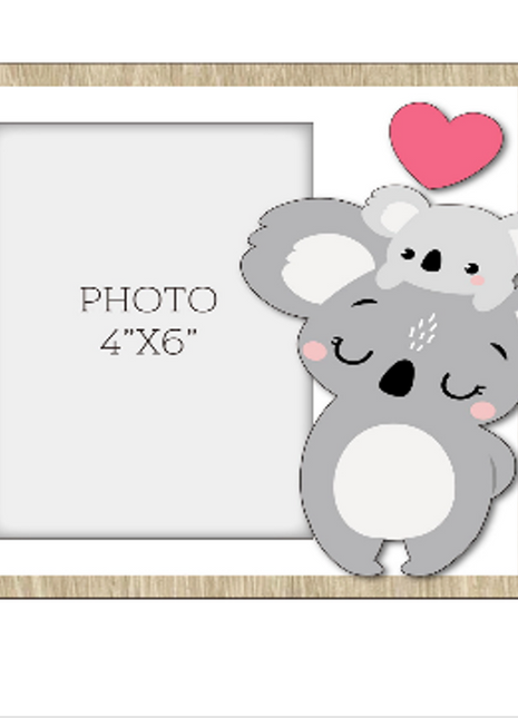 A charming wooden baby photo frame featuring an adorable koala design, perfect for displaying cherished baby photos. This whimsical frame is an ideal home decor piece for any nursery or living room, making it a thoughtful gift for new parents or families with babies. This baby photo frame makes a wonderful gift for baby showers or any special occasion, combining functionality and cute design to celebrate the arrival of a new baby. 4
