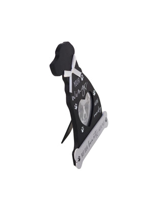 Black dog-shaped memorial photo frame designed to commemorate and honor the memory of a beloved pet, perfect for dog lovers as a heartfelt keepsake. 2
