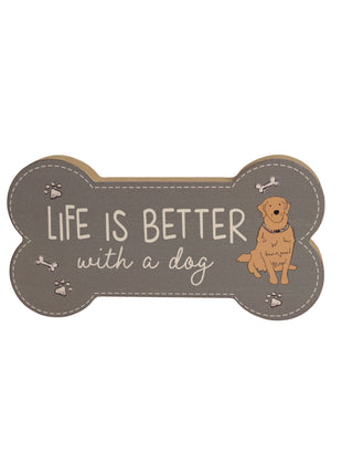 Charming brown wooden bone-shaped decor featuring adorable dog illustrations and heartwarming quotes, designed as a thoughtful and compact gift for dog lovers. This small wooden ornament is perfect for shelves, tables, or any cozy space in a pet-friendly home. 1
