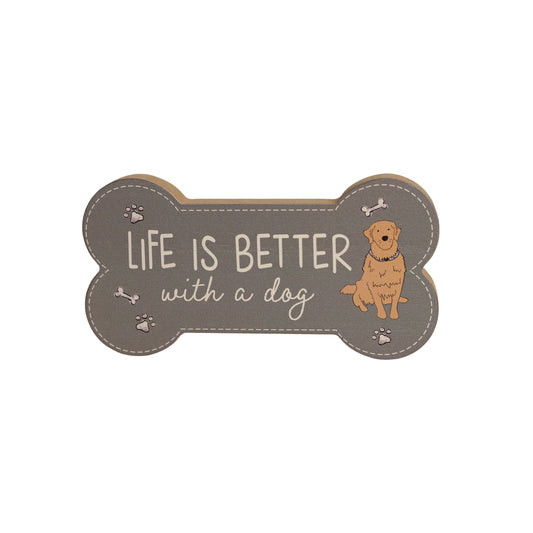 Charming brown wooden bone-shaped decor featuring adorable dog illustrations and heartwarming quotes, designed as a thoughtful and compact gift for dog lovers. This small wooden ornament is perfect for shelves, tables, or any cozy space in a pet-friendly home. 1
