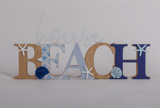 Charming coastal Beach letters shaped house decor with starfish and seashell in a beautiful seaside style, featuring a blue color scheme and intricate wooden design. This elegant home ornament adds a coastal vibe to any space, perfect for living rooms, offices, or as a gift for beach lovers. 1
