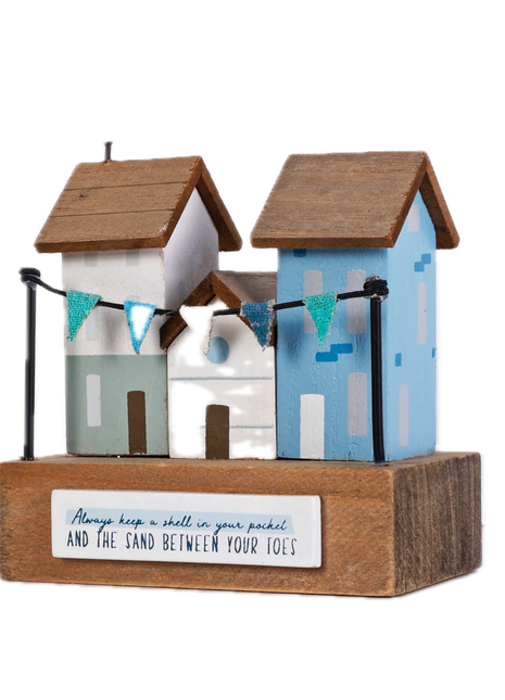 Charming coastal cottage miniature house decor in a beautiful seaside style, Always Keep a Shell in Your Pocket ,featuring a blue color scheme and intricate wooden design. This elegant home ornament adds a coastal vibe to any space, perfect for living rooms, offices, or as a gift for beach lovers. 1
