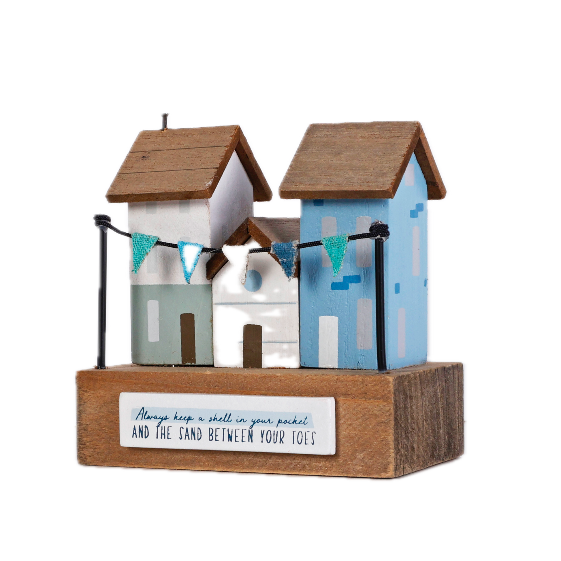 Charming coastal cottage miniature house decor in a beautiful seaside style, Always Keep a Shell in Your Pocket ,featuring a blue color scheme and intricate wooden design. This elegant home ornament adds a coastal vibe to any space, perfect for living rooms, offices, or as a gift for beach lovers. 1

