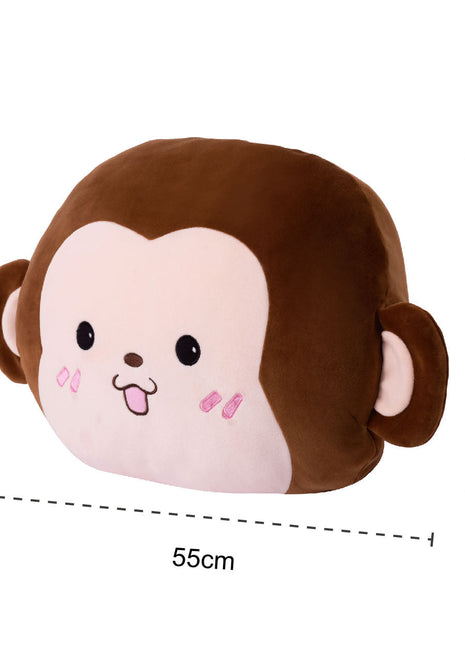 Adorable monkey plush toy, cartoon monkey stuffed toy with a soft blanket inside and a hand-warmer feature in its belly. This multi-functional stuffed animal offers comfort and warmth. Soft and cuddly, this squishmallow-style stuffed animal doubles as a pillow for kids, making it the perfect plushie and comfort companion for bedtime or playtime. 2
