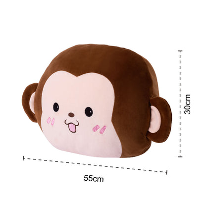 Adorable monkey plush toy, cartoon monkey stuffed toy with a soft blanket inside and a hand-warmer feature in its belly. This multi-functional stuffed animal offers comfort and warmth. Soft and cuddly, this squishmallow-style stuffed animal doubles as a pillow for kids, making it the perfect plushie and comfort companion for bedtime or playtime. 2
