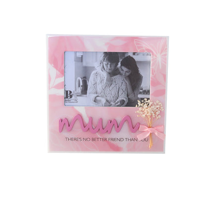 Beautiful pink wooden photo frame with elegant design, perfect for Mother's Day or as a thoughtful gift for any occasion, celebrating mom. The frame's refined style makes it an ideal home decor piece, adding a personal and heartfelt touch to any room. Perfect for displaying cherished memories of loved ones. 1
