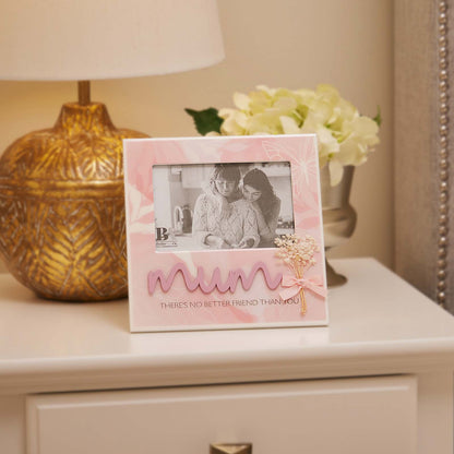 Beautiful pink wooden photo frame with elegant design, perfect for Mother's Day or as a thoughtful gift for any occasion, celebrating mom. The frame's refined style makes it an ideal home decor piece, adding a personal and heartfelt touch to any room. Perfect for displaying cherished memories of loved ones. 4
