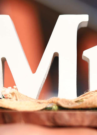 Elegant wedding table sign crafted in the stylish "MR" letter design, made of high-quality materials, perfect as a decorative centerpiece for wedding receptions, dining tables, or engagement parties, adding charm and sophistication to any romantic celebration. 2
