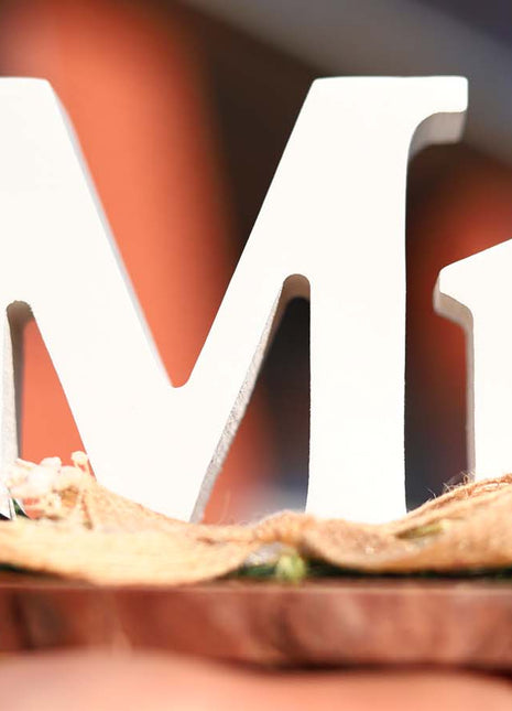 Elegant wedding table sign crafted in the stylish "MR" letter design, made of high-quality materials, perfect as a decorative centerpiece for wedding receptions, dining tables, or engagement parties, adding charm and sophistication to any romantic celebration. 2
