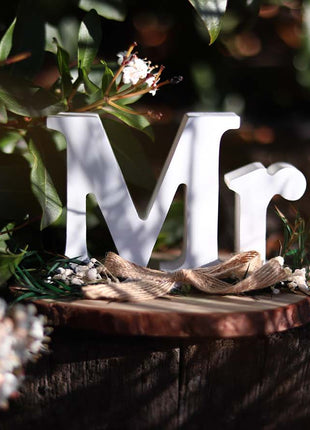Elegant wedding table sign crafted in the stylish "MR" letter design, made of high-quality materials, perfect as a decorative centerpiece for wedding receptions, dining tables, or engagement parties, adding charm and sophistication to any romantic celebration. 3
