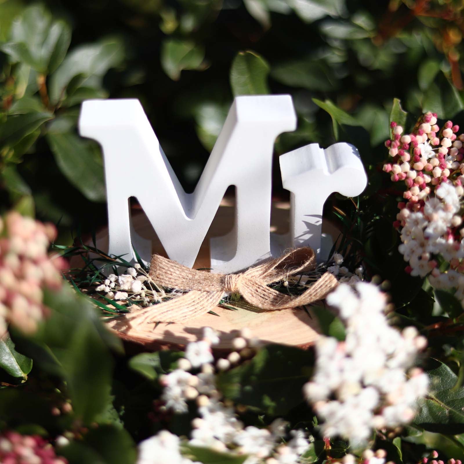 Elegant wedding table sign crafted in the stylish "MR" letter design, made of high-quality materials, perfect as a decorative centerpiece for wedding receptions, dining tables, or engagement parties, adding charm and sophistication to any romantic celebration. 4
