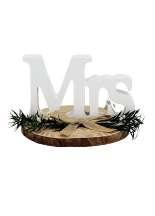 Elegant wedding table sign crafted in the stylish "Mrs" letter design, made of high-quality materials, perfect as a decorative centerpiece for wedding receptions, dining tables, or engagement parties, adding charm and sophistication to any romantic celebration. 1
