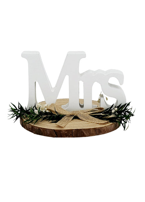 Elegant wedding table sign crafted in the stylish "Mrs" letter design, made of high-quality materials, perfect as a decorative centerpiece for wedding receptions, dining tables, or engagement parties, adding charm and sophistication to any romantic celebration. 1
