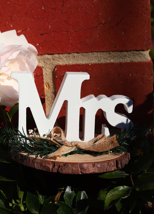 Elegant wedding table sign crafted in the stylish "Mrs" letter design, made of high-quality materials, perfect as a decorative centerpiece for wedding receptions, dining tables, or engagement parties, adding charm and sophistication to any romantic celebration. 7
