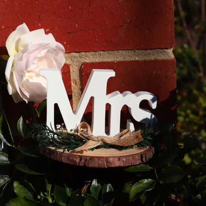 Elegant wedding table sign crafted in the stylish "Mrs" letter design, made of high-quality materials, perfect as a decorative centerpiece for wedding receptions, dining tables, or engagement parties, adding charm and sophistication to any romantic celebration. 7
