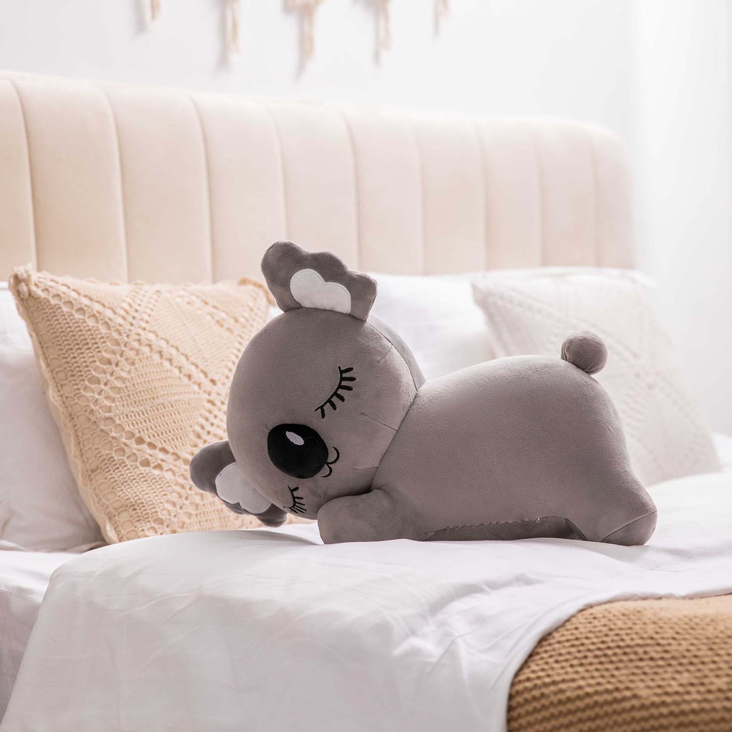 Adorable gray Koala plush toy, soft and squishy, perfect as a stuffed animal or pillow for kids. This cute Koala plushie adds charm and comfort to any space, ideal for kids and Koala lovers alike, and perfect as a gift or cozy companion. 8