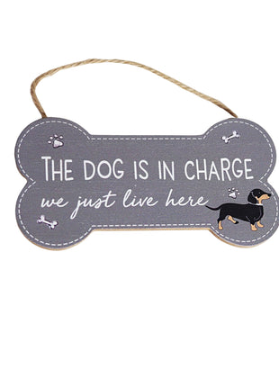 Adorable grey wooden bone-shaped hanging decor featuring a cute dog design, ideal as a gift for dog owners. Perfect for hanging on doors, walls, or as a charming home display piece to celebrate your love for pets. 1
