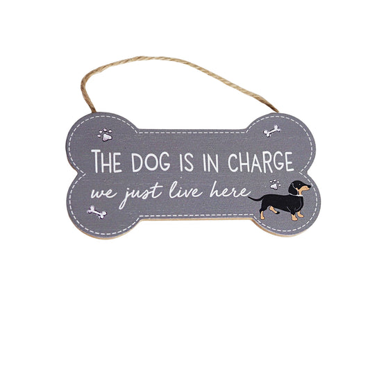 Adorable grey wooden bone-shaped hanging decor featuring a cute dog design, ideal as a gift for dog owners. Perfect for hanging on doors, walls, or as a charming home display piece to celebrate your love for pets. 1
