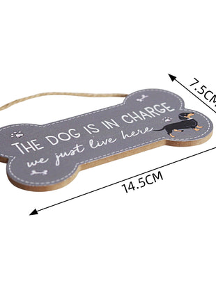 Adorable grey wooden bone-shaped hanging decor featuring a cute dog design, ideal as a gift for dog owners. Perfect for hanging on doors, walls, or as a charming home display piece to celebrate your love for pets. 2
