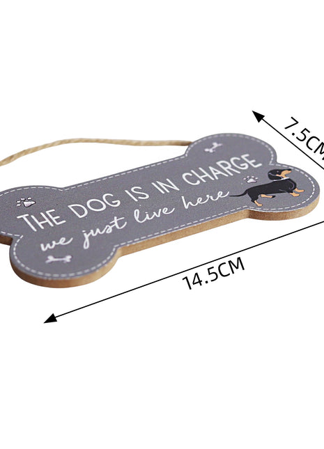 Adorable grey wooden bone-shaped hanging decor featuring a cute dog design, ideal as a gift for dog owners. Perfect for hanging on doors, walls, or as a charming home display piece to celebrate your love for pets. 2
