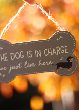 Adorable grey wooden bone-shaped hanging decor featuring a cute dog design, ideal as a gift for dog owners. Perfect for hanging on doors, walls, or as a charming home display piece to celebrate your love for pets. 3
